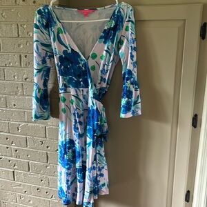 Lilly Pulitzer Blue Floral Midi Dress